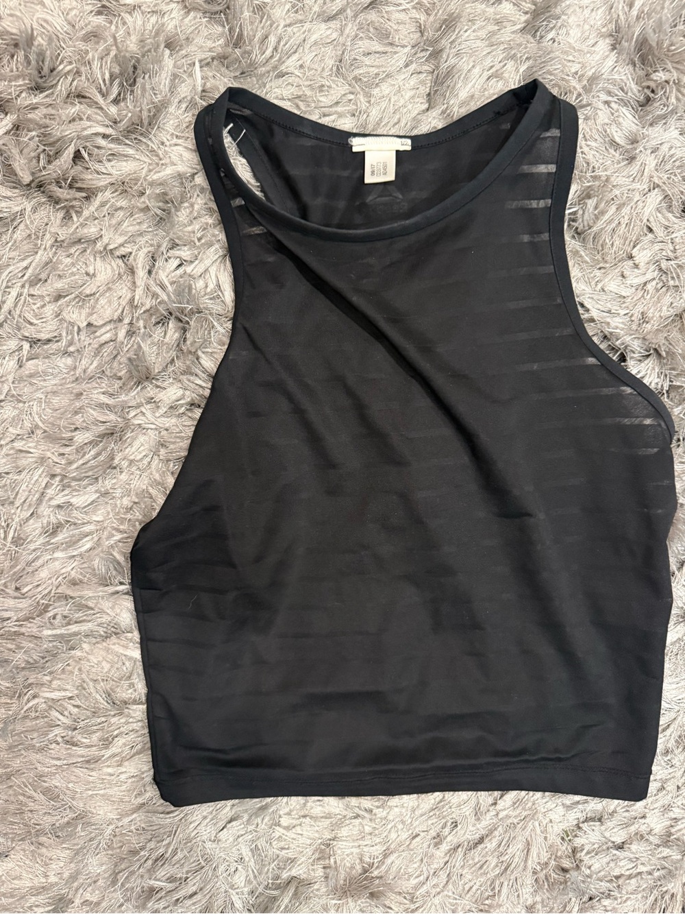 Reebok Black Sheer-Stripe Cropped Tank